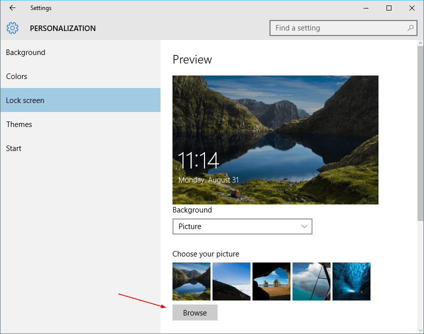 lock desktop background windows 10